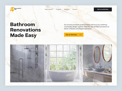 Renovation Lab website design bathroom clean clean design design figma graphic design home screen landing page minimalism ui uiux ux web web design website website design