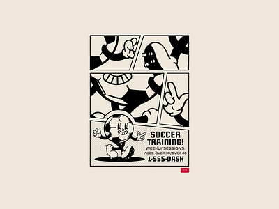 Soccer Training cartoon design dribbble follow me fun halftone illustration linocut mascot print shot stamp