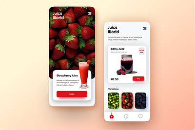 Juice App Design app daily ui design drinks e com ecommerce juice juice app mobile app ui ux uxui