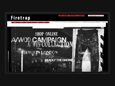 Firetrap AW09 Site 2009 black design digital design firetrap flash graphic design homepage jeanswear london red web design website white