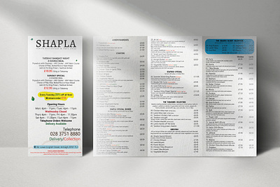 A4, 3 folded Restaurant Menu Card Design 3fold menu brochure brochure design creative design food menu graphic design graphic design art professional designers restaurant menu