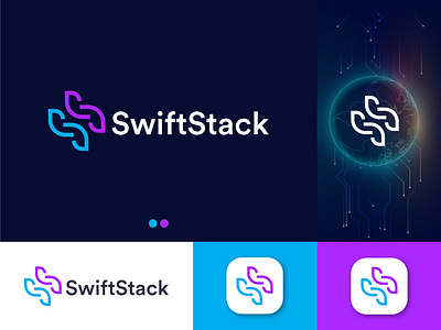 SwiftStack Technology Branding, Modern SS Letter Logo Design agency app logo branding business data logo logo design meta software tech technology
