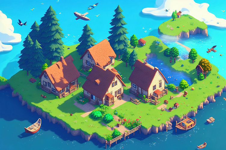 Island Cottage Pixel art by EscanorZama on Dribbble