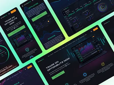 Trading platform OPTION BLITZ - Landing Page - Responsive agency behance dark green homepage interface landing landingpage mobile mobile adaptive modern neon responsive site social stock market trading trading platform ui ux website