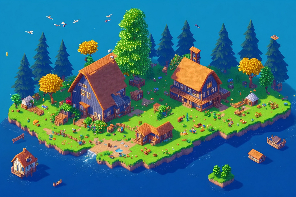 Island Cottage Pixel art by EscanorZama on Dribbble