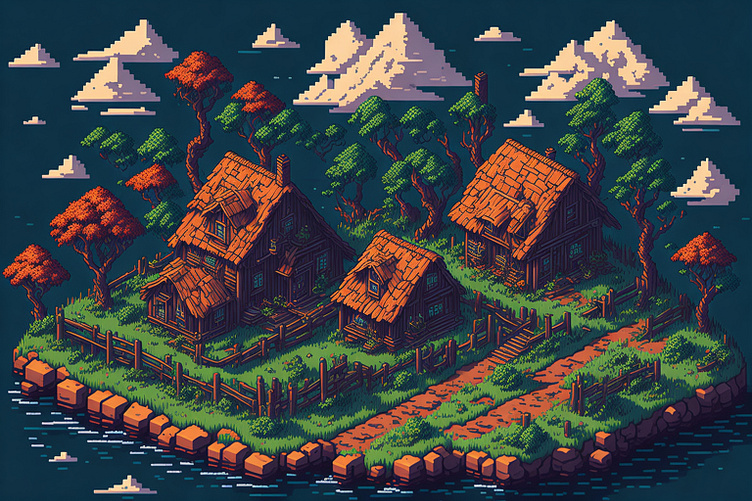 Island Cottage Pixel art by EscanorZama on Dribbble