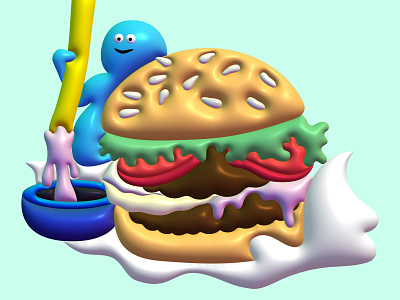 Burger Dude 3d bold branding colourful creative design drawing fun graphic design illustration playful