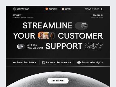 Customer Support App b2b b2c creative customer design hero platform saas site startup typography web web design web page web site