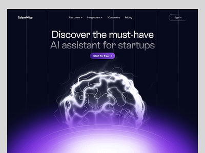 AI assistant for startups web design ai ai landing page ai website artificial intelligence dark dark ui design enterprise gradient landing page linear saas startup ui ux visual identity web webflow webpage website