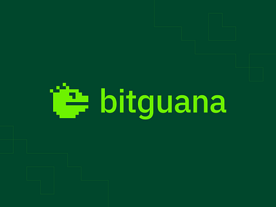 Logo for a Crypto Exchange 8bit animal bit bitcoin branding crypto design fun green iguana logo logotype mark mono color pixel sign vector