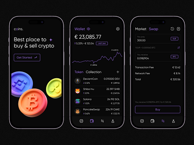 Crypto Wallet App app bitcoin blockchain btc coin crypto crypto wallet cryptocurrency etherium finance fintech mobile token wallet web3