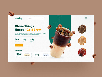 BREWING - Onlish Coffee Shop branding graphic design logo ui ux website