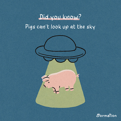 Pigs can't look up at the sky alien animal digital art digital illustration illustration jormation pig pigs ufo