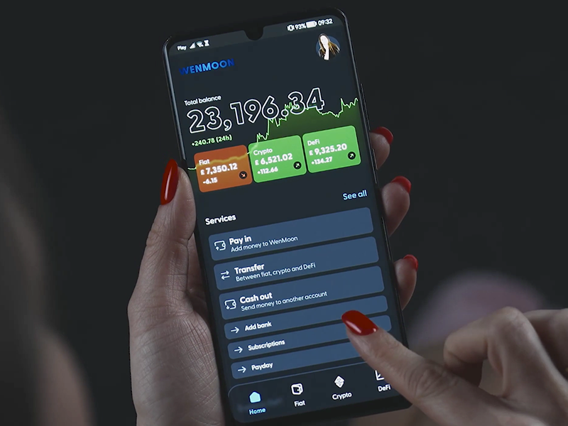 Finance app - Crypto, DeFi & TradFi animation app crypto dark design glassmorphism mobile motion graphics tradfi ui