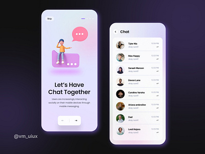 Chat Application 3d app appdesign application chatapplication colorcombination crocuspurple design figma mobile mobile app purpledesign typography ui uiux ux vm uiux