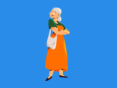 AT WORK art illustration design artists bag blue character creative desihn girl granny graphic orange