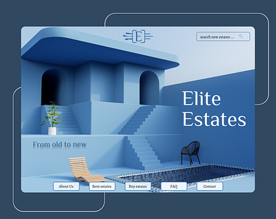 Elite Estates branding design elite estates first page logo santorini ui ux