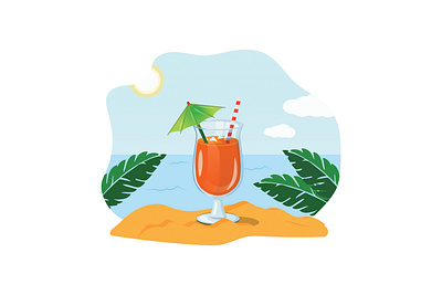 Illustration - Cocktail on the beach branding design graphic design illustration