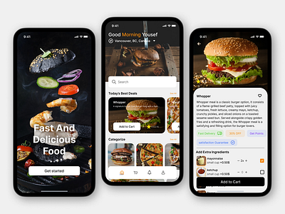 Fast Food App Concept app design graphic design typography ui uiux design user experince user interface ux