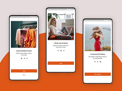 Mobile App Onboarding Screens brand clothing design fashion mobile app onboarding onboarding ui productdesign ui ui design ui ux design uiux