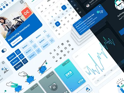 DKB Banking Design System banner branding button buttons calendar checkboxes components design design system graph graphic graphic design icons library marketing selectors system ui ux vector