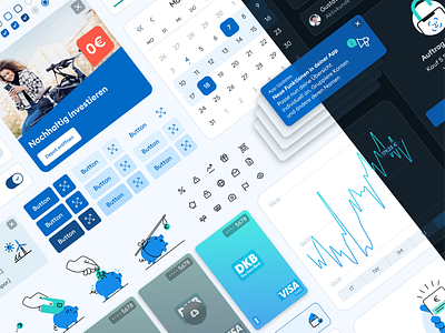 DKB Banking Design System banner branding button buttons calendar checkboxes components design design system graph graphic graphic design icons library marketing selectors system ui ux vector