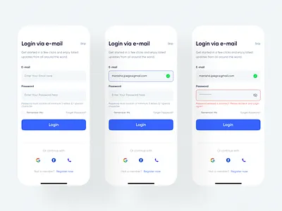 Login Flow - Mobile App Design 💬 app app design design designs error screen forgot password input field ios app login login flow login screen mobile app otp password register now responsive sign in sign up signin ui