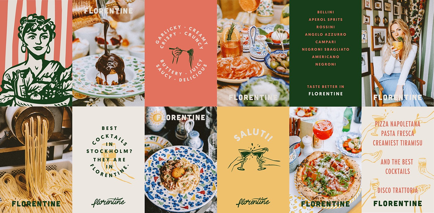 Florentine Trattoria Hoarding Design ad branding hand drawn hoarding hospitality illustration italian logo poster restaurant trattotoria