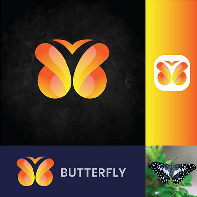 Butterfly Logo app logo branding branding logo butterfly logo corporate branding gradient logo logo logo designer logo icon logo mark minimalist logo modern logo monogram logo signature logo symbol typography vector