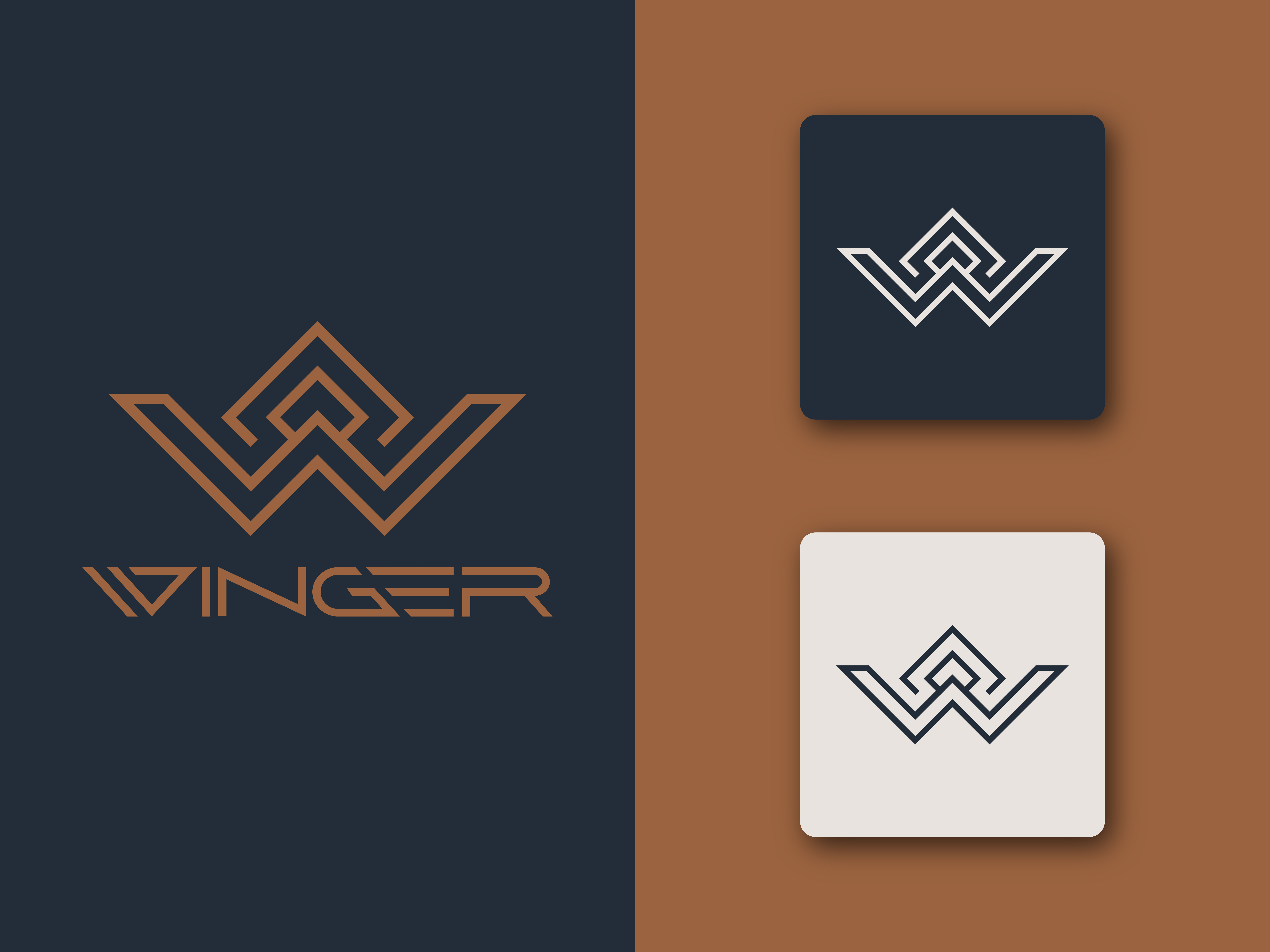 Winger - Minimal, Modern, Branding Logo Design abstract app app logo branding creative logo design gradient logo graphic design illustration letter logo logo design logo designer logo icon minimal logo minimalist logo symbol typography vector website logo