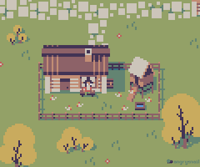 A tiny chicken farm! 16bit 8bit design environment design farm game gameart illustration lowres minimalistic pixel art pixelart tinyart