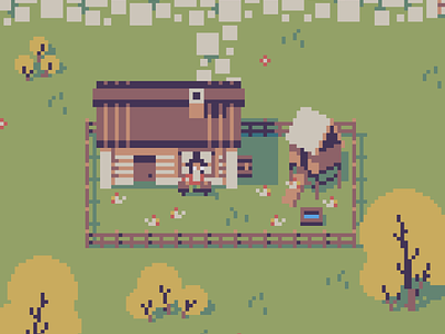 A tiny chicken farm! 16bit 8bit design environment design farm game gameart illustration lowres minimalistic pixel art pixelart tinyart