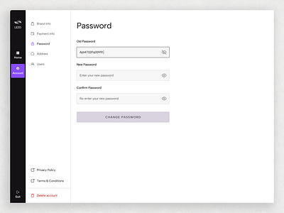 Vendor Admin Panel | Password change brandexperience designinspiration digitalexperience dribbble ecommerce formdesign passfordflow securityui settingsui ui uidesign useraccount ux uxdesign