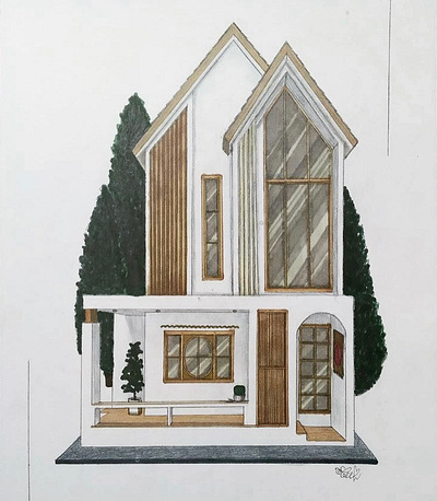 House “Old Money” architecture art design illustration