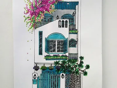 House “Blue Summer” architecture art design illustration