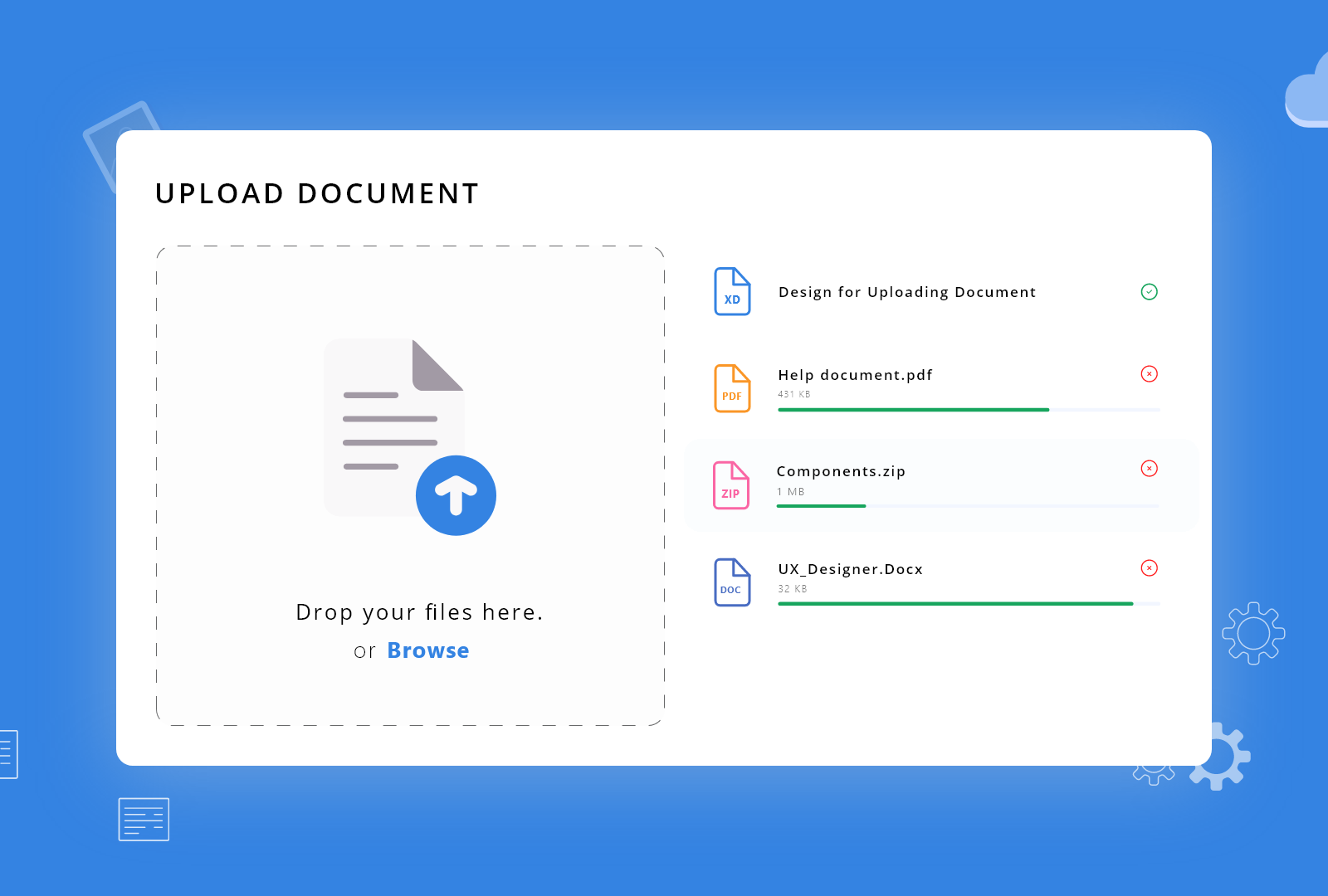 Upload multiple Documents - Day31 #dailyUI by SHILPA GUPTA on Dribbble