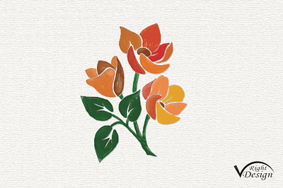 Watercolor floral illustration set. border