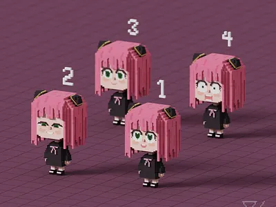 Voxel Anya Forger 3d art anya anya forger isometric magicavoxel spyxfamily voxel voxel anya voxel art voxel character