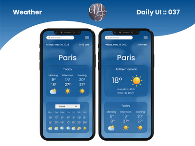 Weather Daily UI 037 application branding daily ui design graphic design illustration meteo mobile phone sun temperature ui ux vector weather widget