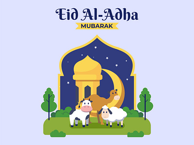 Eid Al-Adha Mubarak set concept cute illustration adha animation branding cartoon design eid flat graphic design illustration logo mubarak ui ux vector