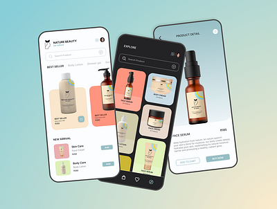 Cosmetic Concept App Design app branding design graphic design illustration logo typography ui ux vector