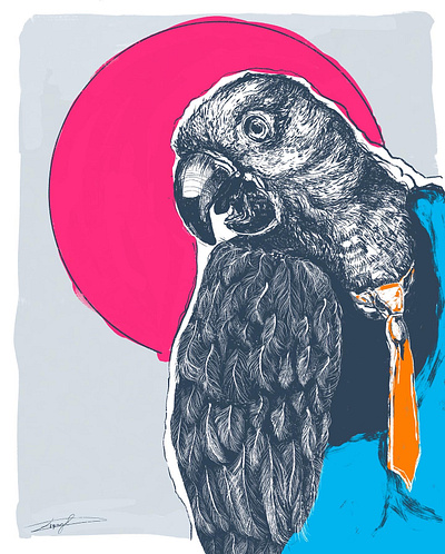 Parrot art digital ink parrot