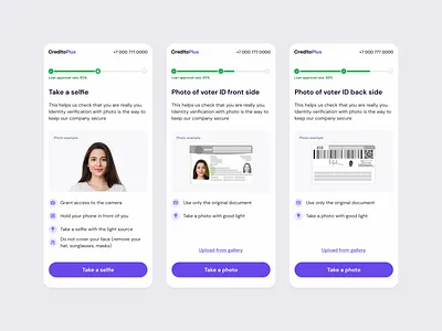 Verification photo flow fintech identity interface photo photoverification product design ui ux verification