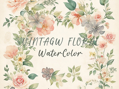 Vintage floral watercolor paint ai generated branding design floral graphic design illustration islandretreat logo paint ui ux vector vintage watercolor paint