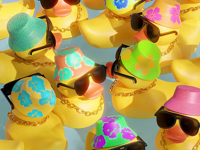Pool Party: Can U Quack in 3D? 3d animation blender branding cg cgi colorful design duck floating yellow