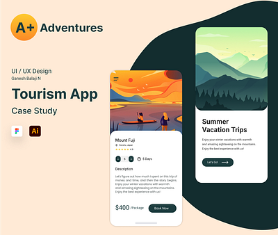 Tourism Mobile App application illustration mobile ui ux