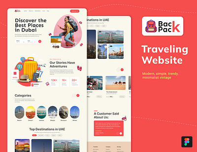 BackPack Traveling Website app application illustration mobile ui ux