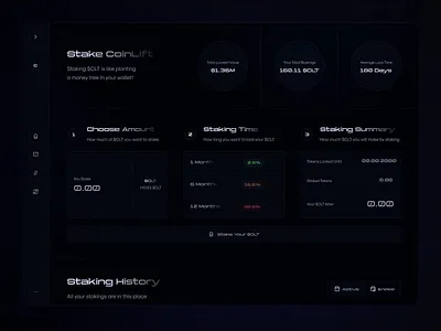CoinLift - Crypto Staking Platform animation bitcoin blockchain btc crypto crypto app cryptocurrency defi eth ethereum fintech minimalist modern motion stake staking ui ux web app web3