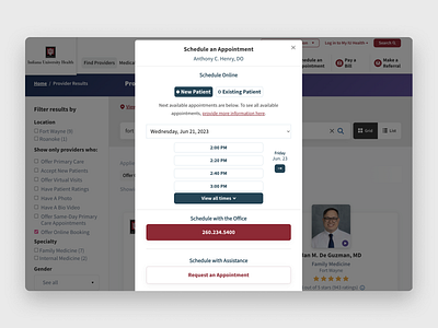 IU Health Online Scheduling Interface design graphic design healthcare online scheduling product design ui uiux design ux