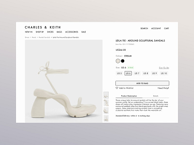 Charles & Keith Product Page Redesign checkout concept design ecommerce landing marketplace product product page products shoes typography ui web website
